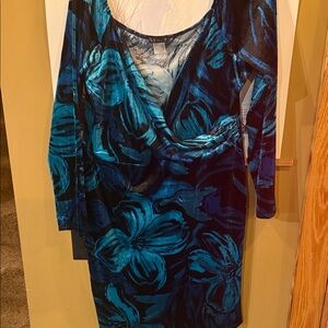 VENUS Teal and Black Velvet Dress